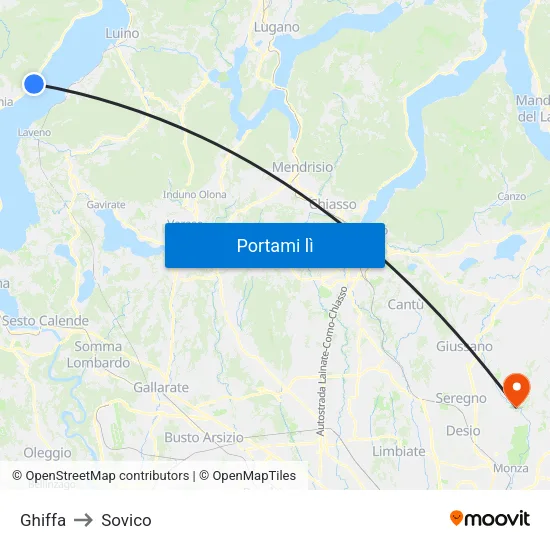 Ghiffa to Sovico map