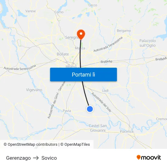 Gerenzago to Sovico map