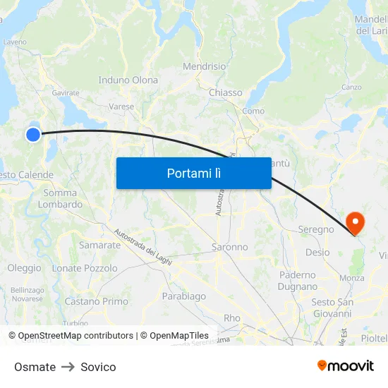 Osmate to Sovico map