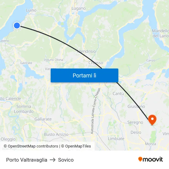 Porto Valtravaglia to Sovico map