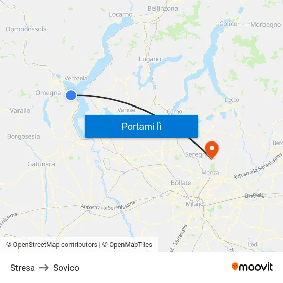 Stresa to Sovico map
