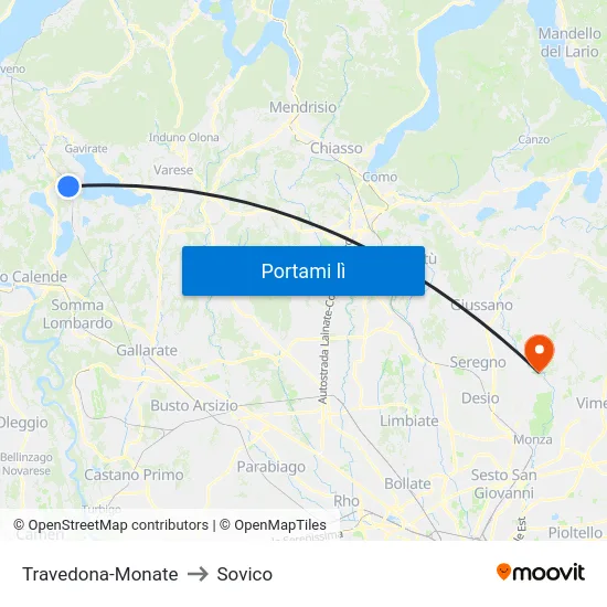 Travedona-Monate to Sovico map