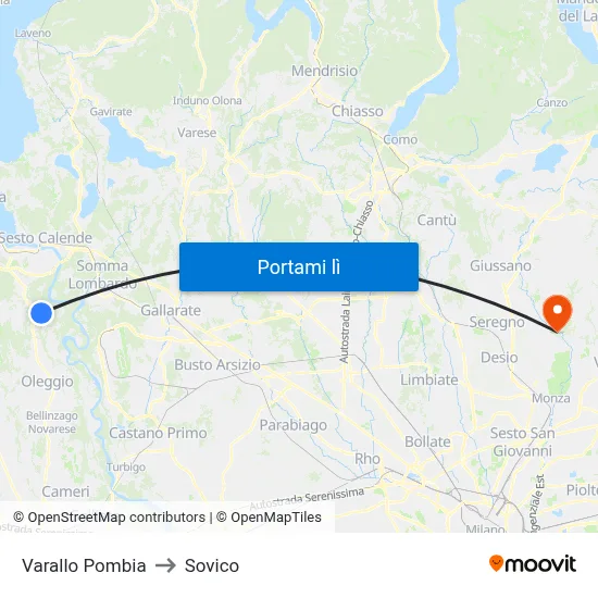 Varallo Pombia to Sovico map