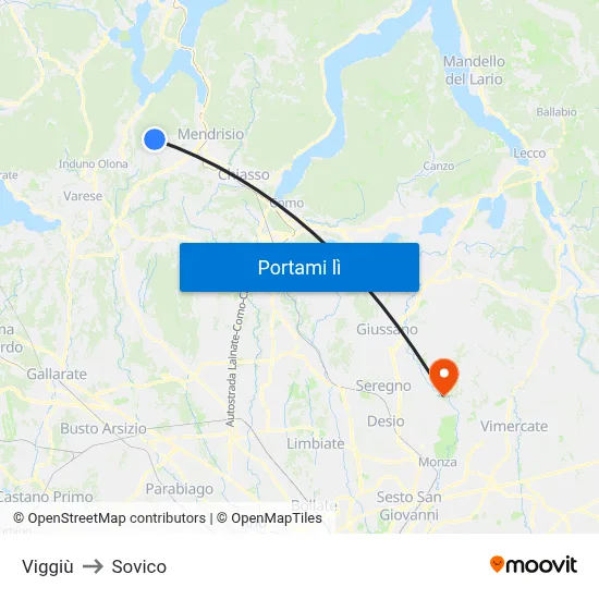 Viggiù to Sovico map