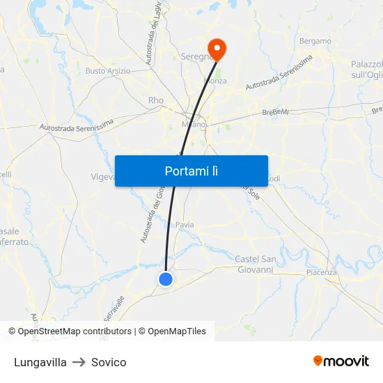 Lungavilla to Sovico map