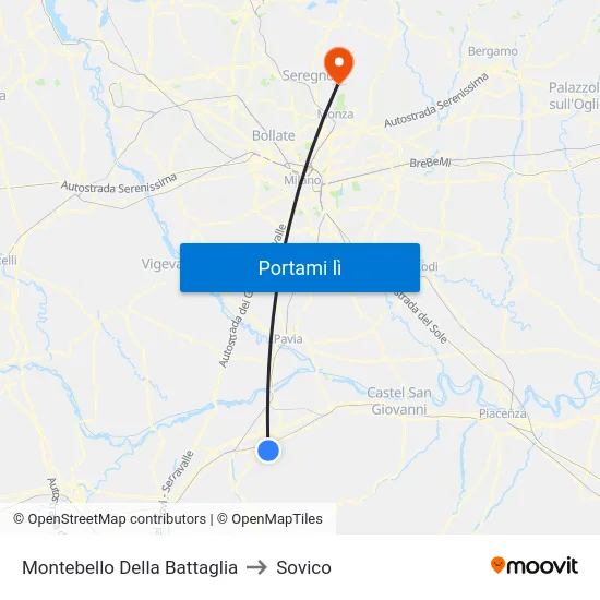 Montebello Della Battaglia to Sovico map