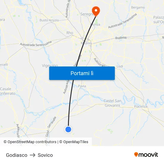 Godiasco to Sovico map