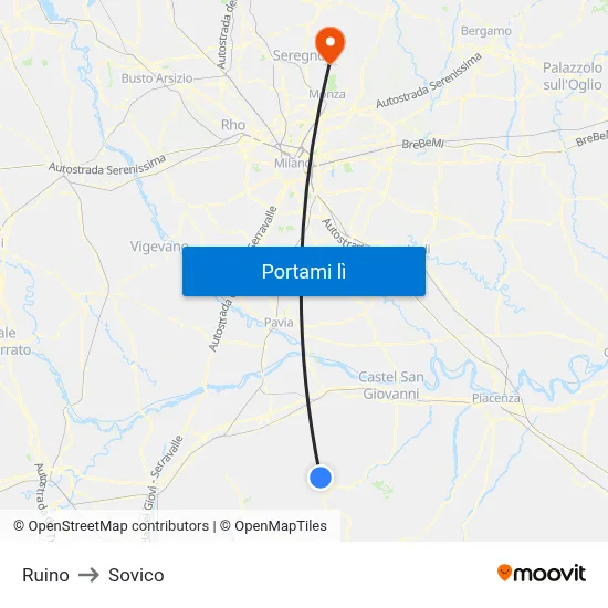 Ruino to Sovico map