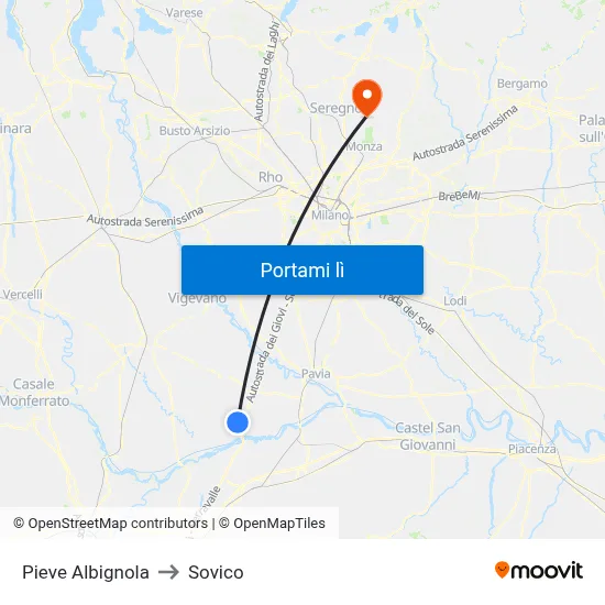 Pieve Albignola to Sovico map
