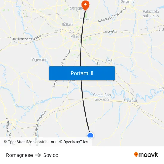 Romagnese to Sovico map