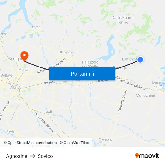 Agnosine to Sovico map