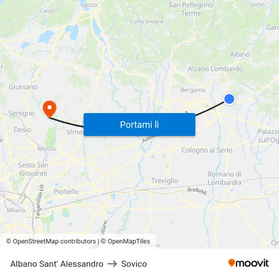 Albano Sant' Alessandro to Sovico map