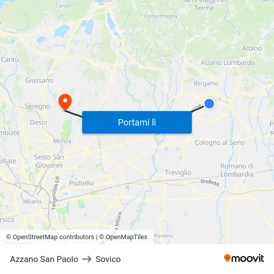Azzano San Paolo to Sovico map