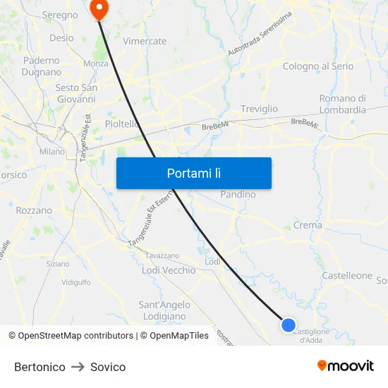 Bertonico to Sovico map