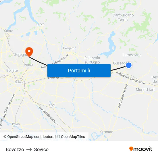 Bovezzo to Sovico map