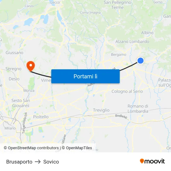 Brusaporto to Sovico map