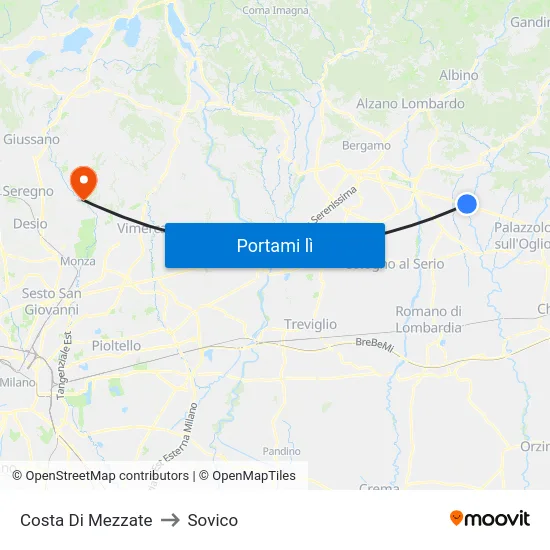 Costa Di Mezzate to Sovico map
