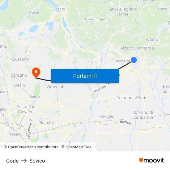Gorle to Sovico map