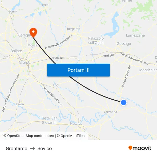 Grontardo to Sovico map