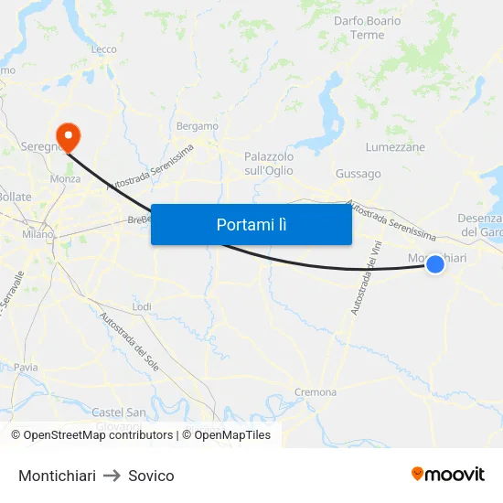 Montichiari to Sovico map