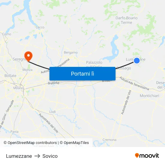 Lumezzane to Sovico map