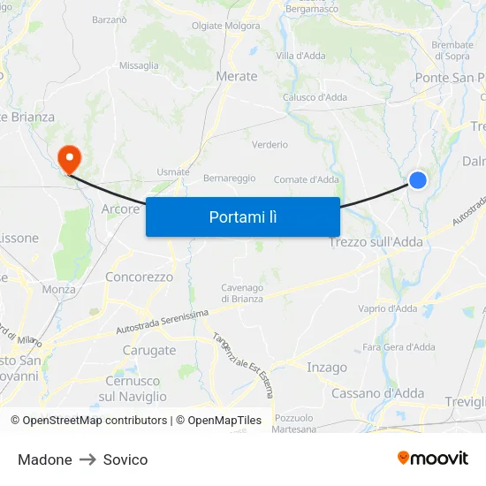Madone to Sovico map