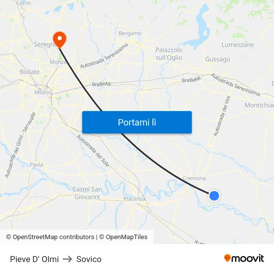 Pieve D' Olmi to Sovico map
