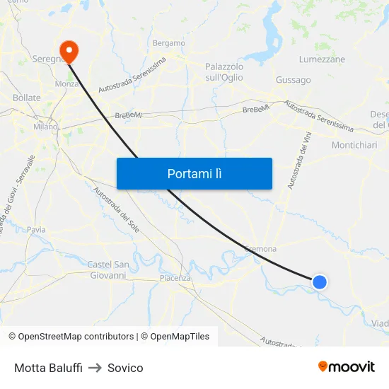 Motta Baluffi to Sovico map
