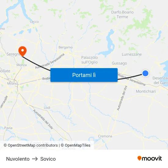 Nuvolento to Sovico map