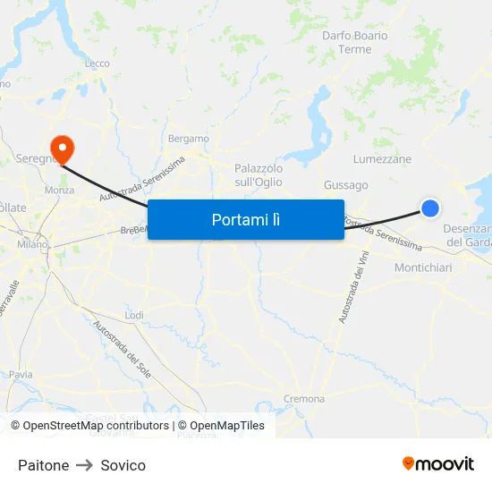 Paitone to Sovico map