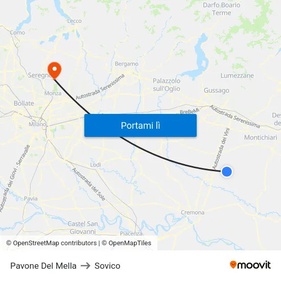 Pavone Del Mella to Sovico map