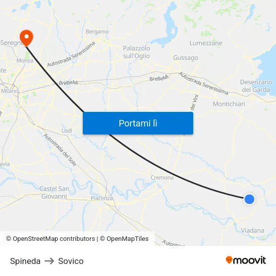 Spineda to Sovico map
