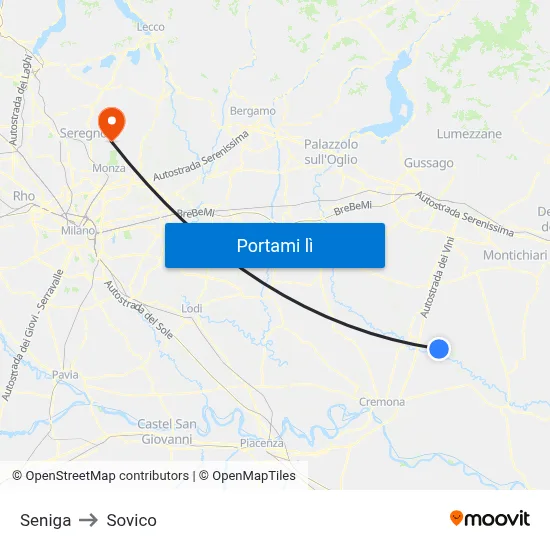 Seniga to Sovico map