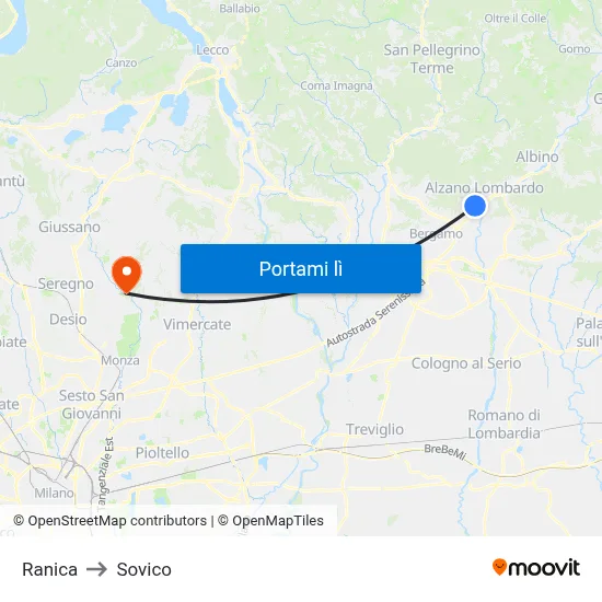 Ranica to Sovico map