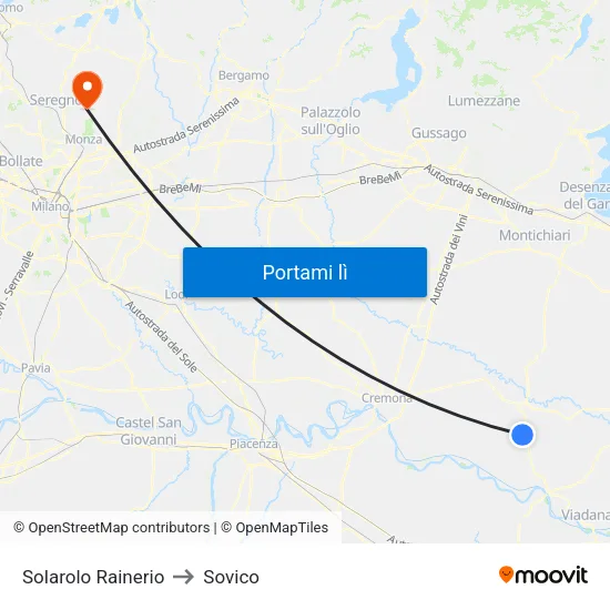 Solarolo Rainerio to Sovico map