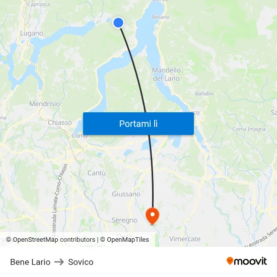 Bene Lario to Sovico map