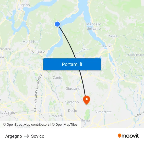 Argegno to Sovico map