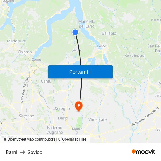 Barni to Sovico map