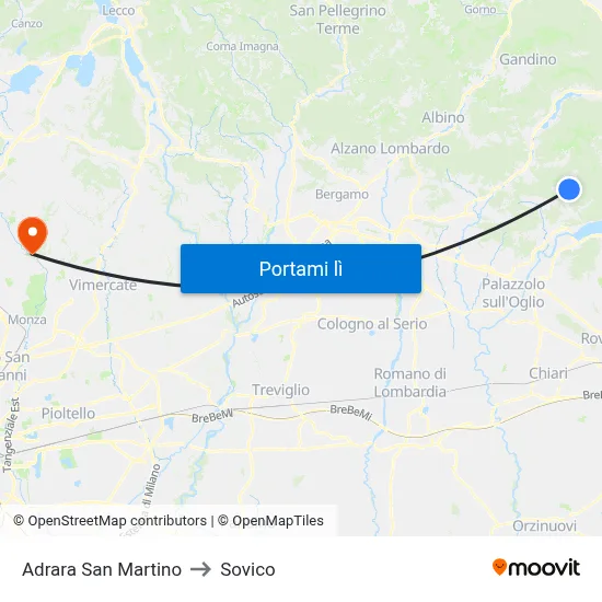 Adrara San Martino to Sovico map