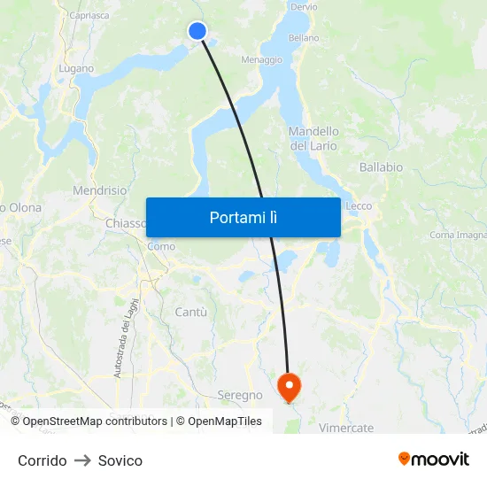 Corrido to Sovico map