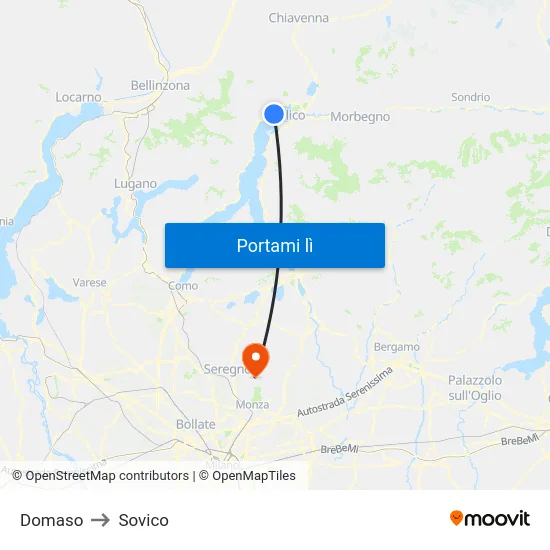 Domaso to Sovico map