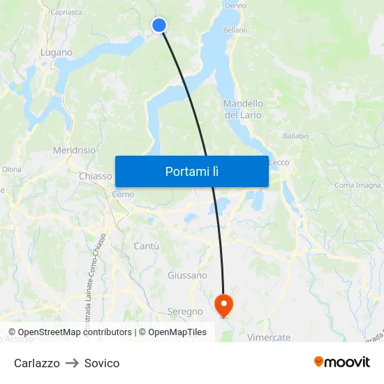 Carlazzo to Sovico map