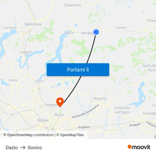 Dazio to Sovico map
