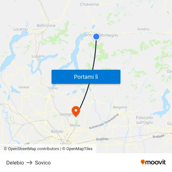 Delebio to Sovico map