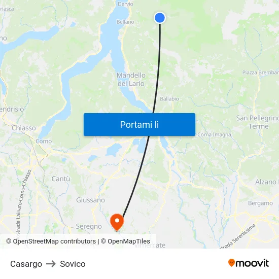 Casargo to Sovico map