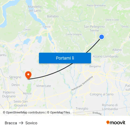 Bracca to Sovico map