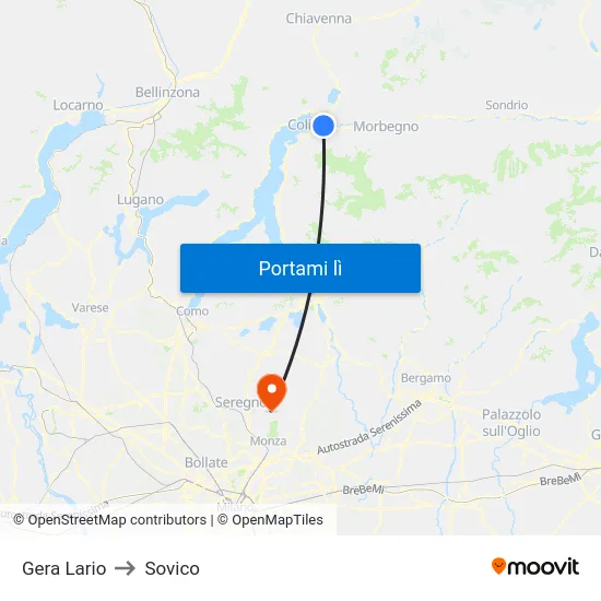 Gera Lario to Sovico map