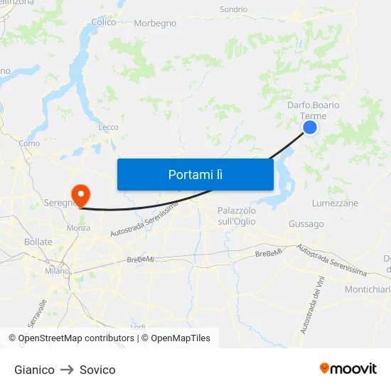 Gianico to Sovico map