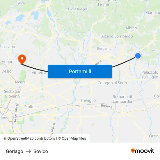 Gorlago to Sovico map