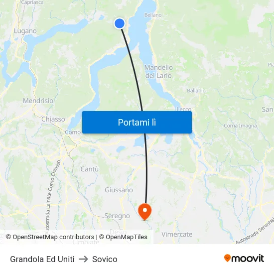 Grandola Ed Uniti to Sovico map